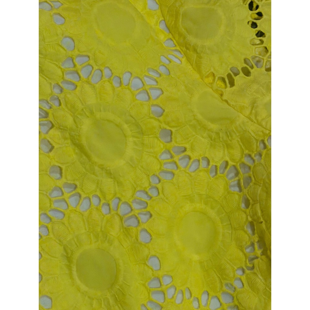 Lilly Pulitzer Yellow Eyelet Lace Blouse 3/4 Sleeve Scalloped Top Mariella XL - Picture 8 of 10